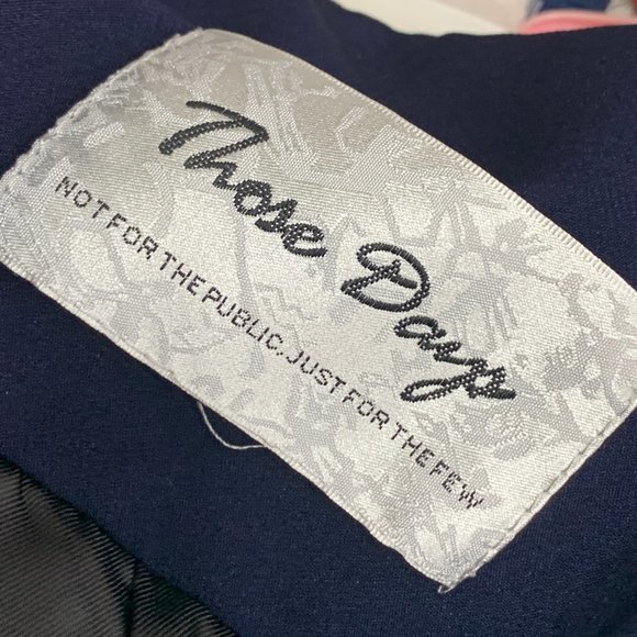 Those Days Beautiful Navy Blue Jacket Floral Print Shoulder Pads Cotton 1 Button - Picture 4 of 15